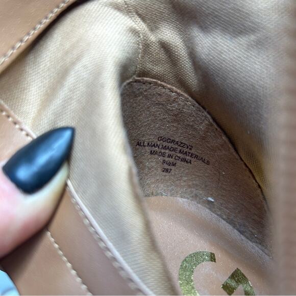 G BY GUESS Lace Up Booties Womens Size 9.5 Tan Heeled Boots Streetwear Utility - Picture 7 of 8